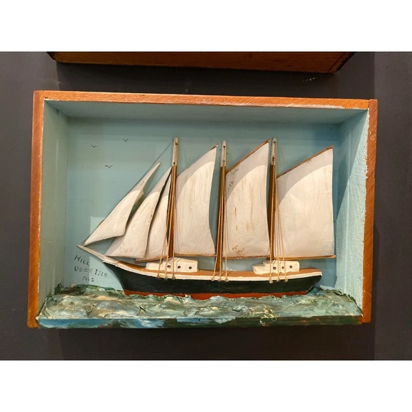 ANTIQUE Deer Isle Sailboat Dioramas S/3 - Picture 8 of 14